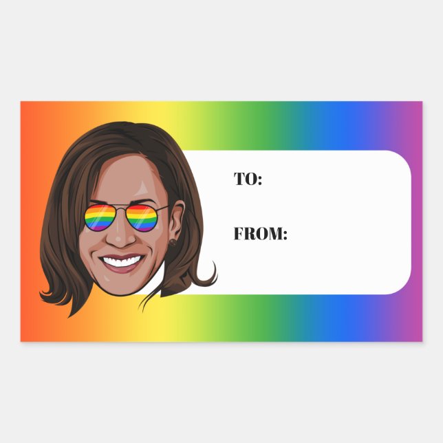 Adesivo Retangular Kamala Harris Pride Holiday (Frente)