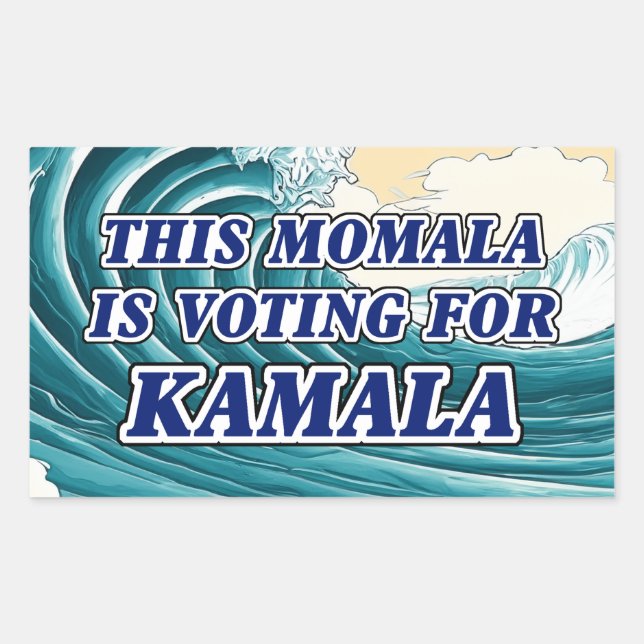 Adesivo Retangular Kamala Momala Blue Wave (Frente)