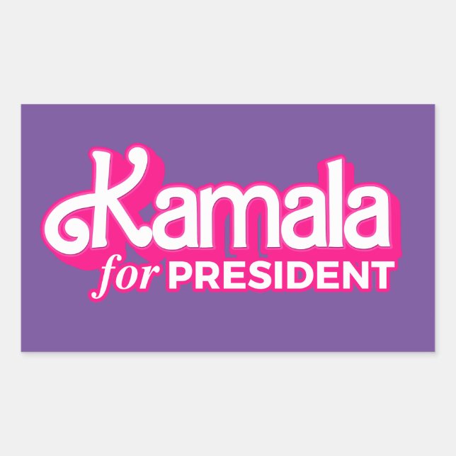 Adesivo Retangular Kamala para o Presidente Pink Style (Frente)