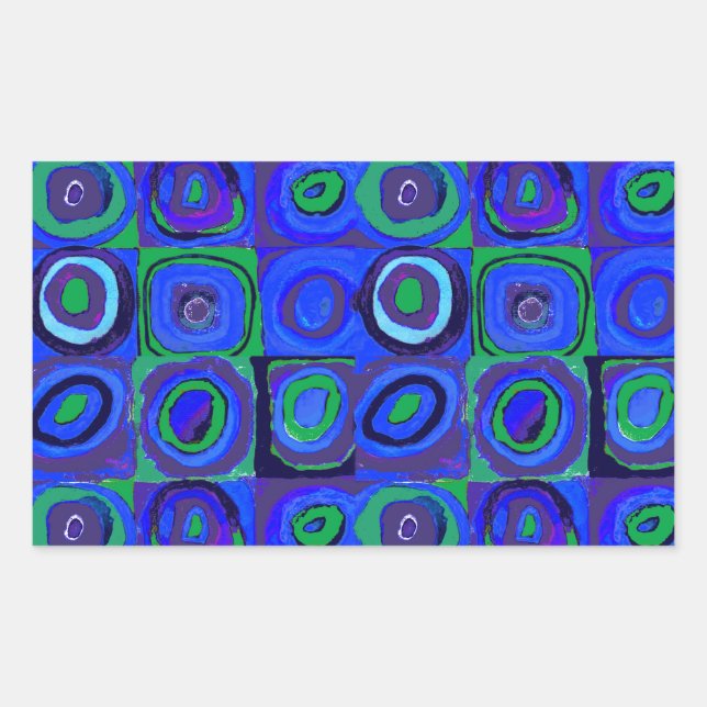 Adesivo Retangular Kandinsky Farbstudie Quadrados Azuis Círculo Quadr (Frente)