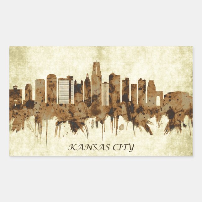 Adesivo Retangular Kansas City Missouri Cityscape (Frente)