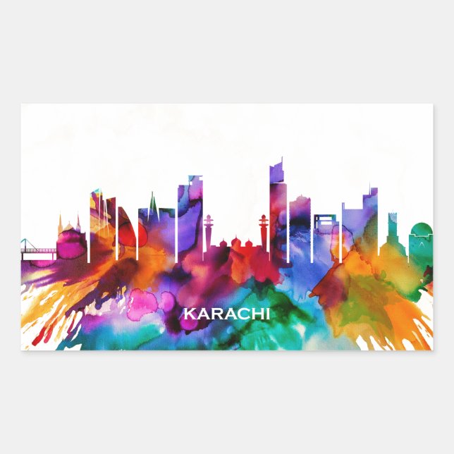 Adesivo Retangular Karachi Paquistão (Frente)