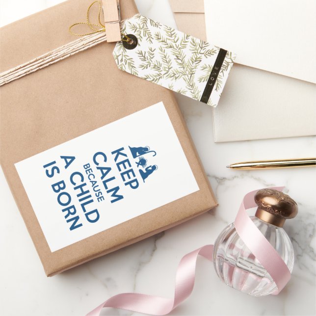 Adesivo Retangular Keep Calm because a Child is Born (Presentear)