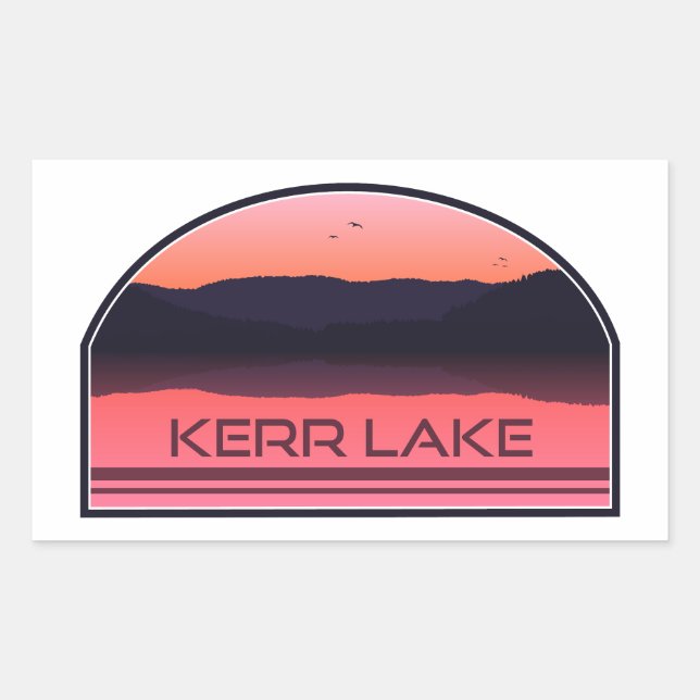 Adesivo Retangular Kerr Lake Virginia Norte Carolina Vermelho Sunrise (Frente)
