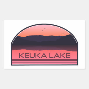 Adesivo Retangular Keuka Lake New York Red Sunrise