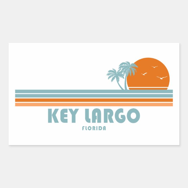 Adesivo Retangular Key Largo Florida Sun Palm Trees (Frente)