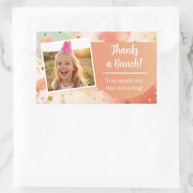 Adesivo Retangular Kids Birthday Photo Thanks a Bunch Pastel Confetti (Bolsa)