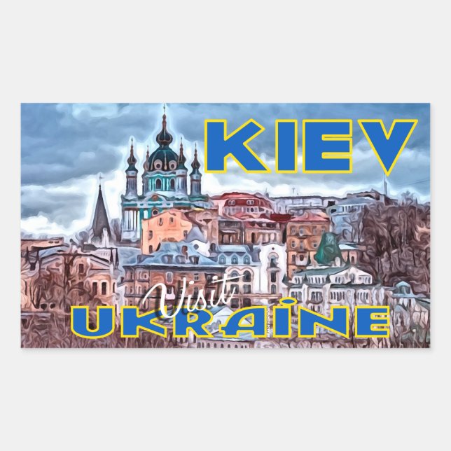 Adesivo Retangular Kiev, Visite a Ucrânia (Frente)