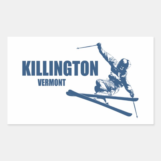 Adesivo Retangular Killington Vermont Skier (Frente)