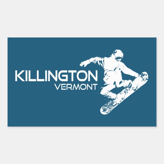 Adesivo Retangular Killington Vermont Snowboarder (Frente)