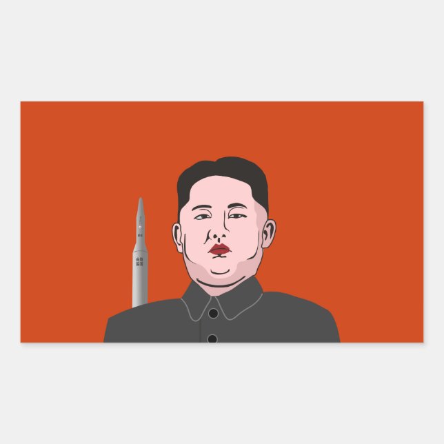 Adesivo Retangular Kim Jong-un e míssil nuclear (Frente)