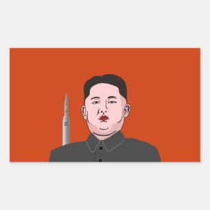 Adesivo Retangular Kim Jong-un & míssil nuclear