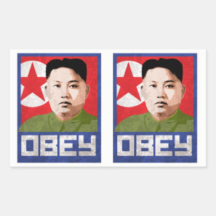 Adesivo Retangular Kim Jong Un Propaganda - OBEY -