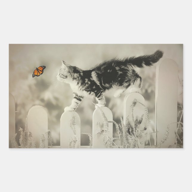 Adesivo Retangular Kitten e Butterfly (Frente)