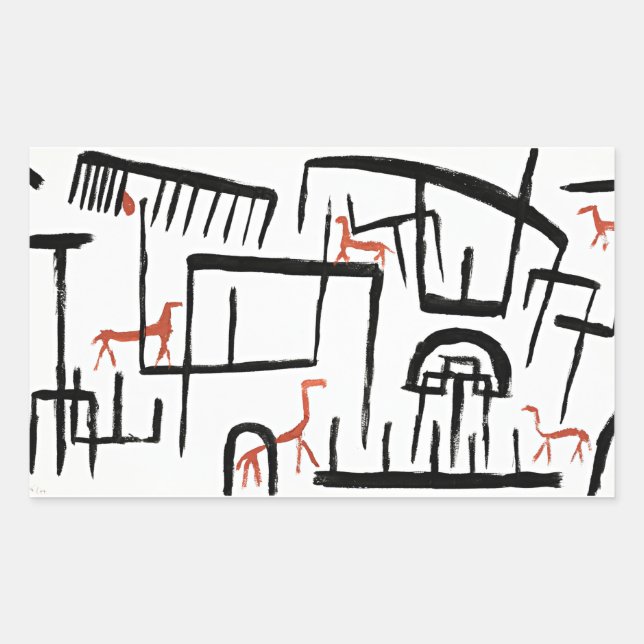 Adesivo Retangular Klee - Animais em um gabinete (Frente)