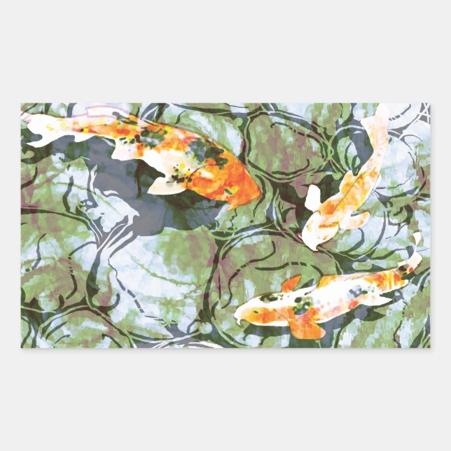 Adesivo Retangular Koi Fish Stickers (Frente)