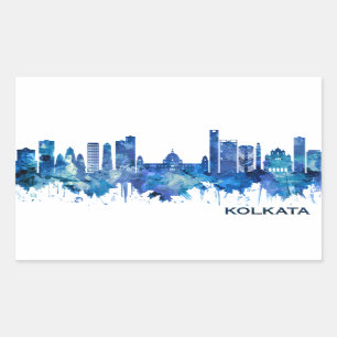 Adesivo Retangular Kolkata West Bengal Skyline Blue