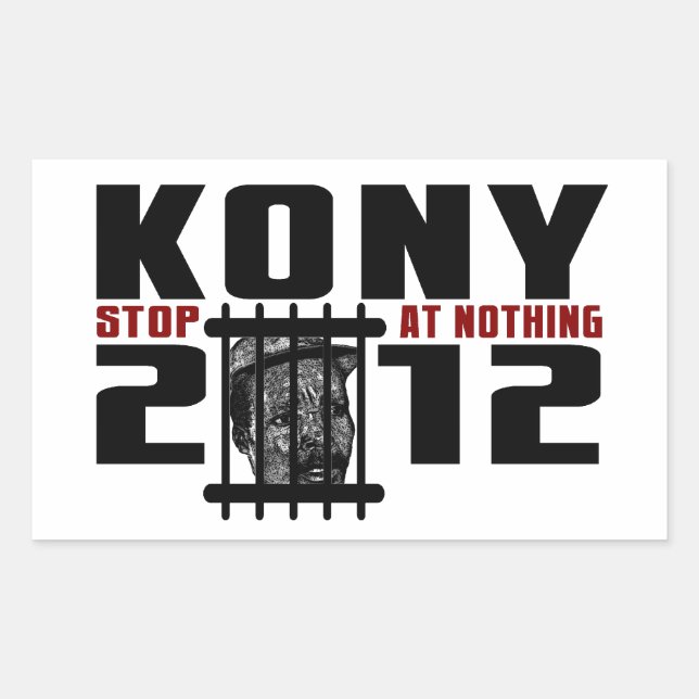 Adesivo Retangular Kony 2012 - Pare em Nada (Frente)