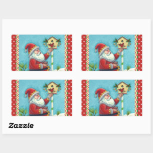 ADESIVO RETANGULAR KRIS KRINGLE ALIMENTAR AVES, NATAL BIRDHOUSE