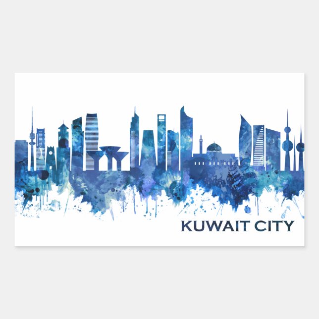 Adesivo Retangular Kuwait Cidade do Kuwait - Skyline Blue (Frente)
