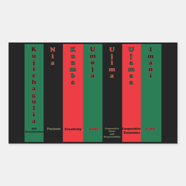 Adesivo Retangular Kwanzaa Seven Principles Sticker (Frente)