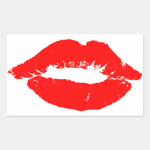 Adesivo Retangular Lábios Beijos Red Lipstick Love Namorados