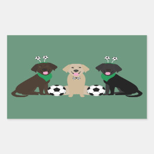 Adesivo Retangular Labrador Retriever Cães Jogando Futebol