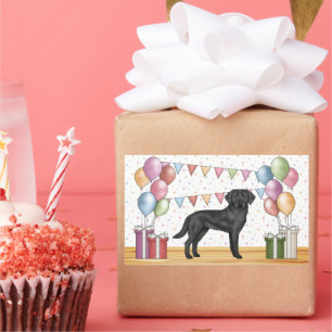 Adesivo Retangular Labrador Retriever Preto Lab Cachorro Aniversário