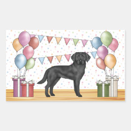 Adesivo Retangular Labrador Retriever Preto Lab Cachorro Aniversário 