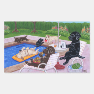 Adesivo Retangular Labradores do Partido piscina 2 Pintura