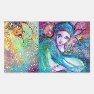 Adesivo Retangular LADY BLUE MASK Venetian Mascarada