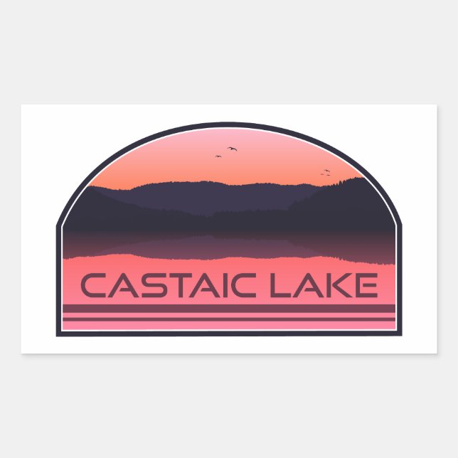 Adesivo Retangular Lago Castaic Califórnia Red Sunrise (Frente)
