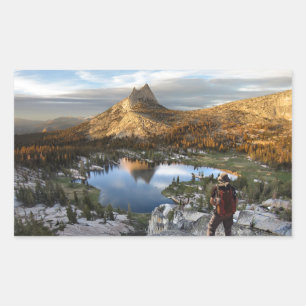 Adesivo Retangular Lago Catedral/Pico - Yosemite - Trilha John Muir