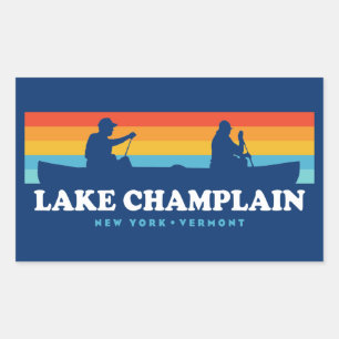 Adesivo Retangular Lago Champlain New York Vermont Canoe