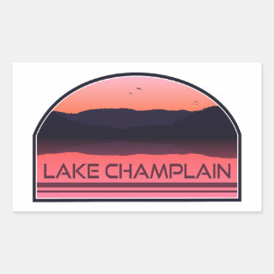 Adesivo Retangular Lago Champlain Nova York Vermont Red Sunrise