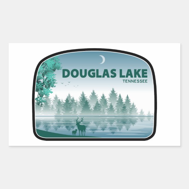 Adesivo Retangular Lago Douglas Tennessee Deer (Frente)