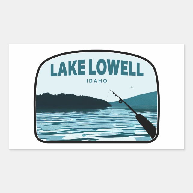 Adesivo Retangular Lago Lowell Idaho Fisheries Rod (Frente)
