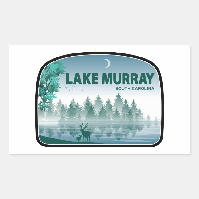 Adesivo Retangular Lago Murray South Carolina Deer (Frente)