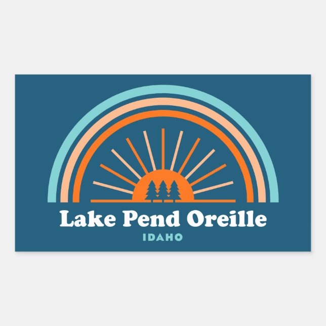Adesivo Retangular Lago Pend Oreille Idaho Rainbow (Frente)