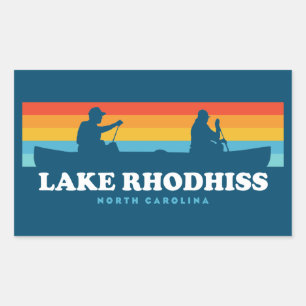 Adesivo Retangular Lago Rhodhiss, Carolina do Norte, Canoe
