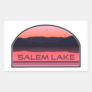 Adesivo Retangular Lago Salem Carolina do Norte Nascer do Sol Vermelh