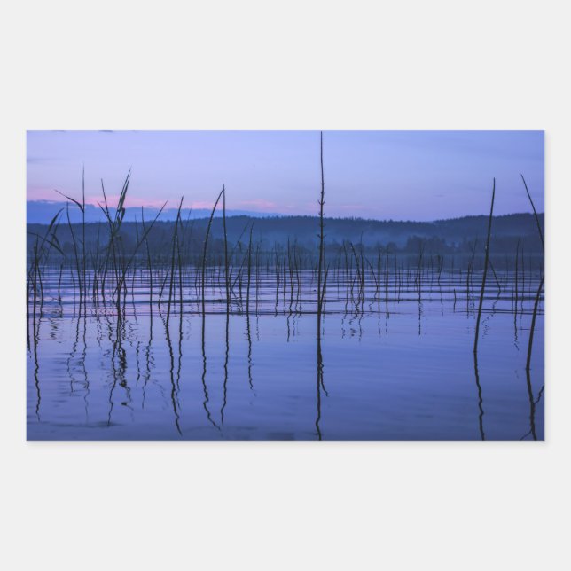 Adesivo Retangular Lago sereno e enevoado após chuva forte adesivo. (Frente)