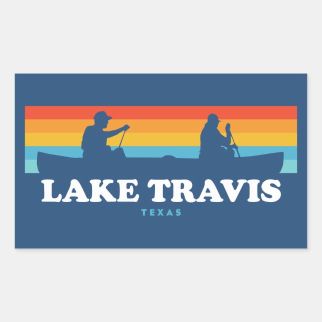 Adesivo Retangular Lago Travis Austin Texas Canoa (Frente)