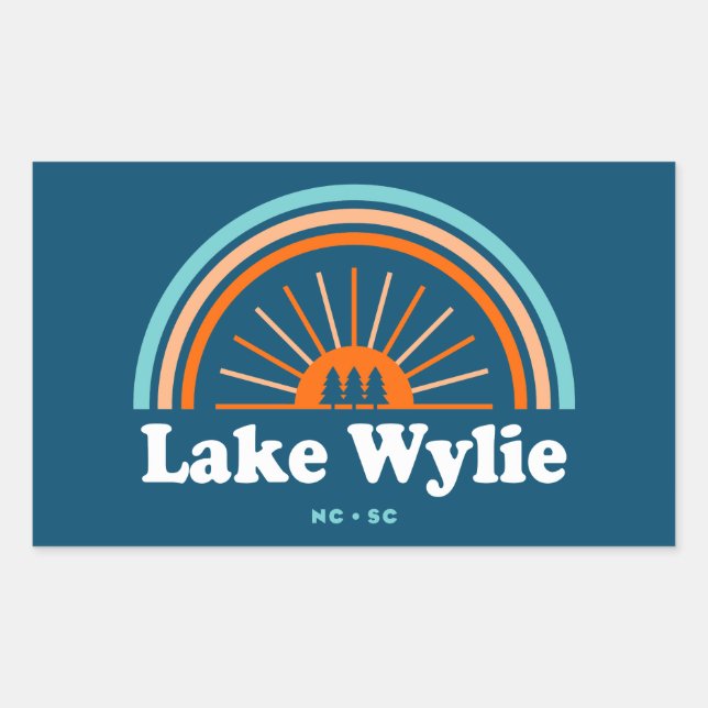 Adesivo Retangular Lago Wylie Carolina do Norte Carolina do Sul Rainb (Frente)