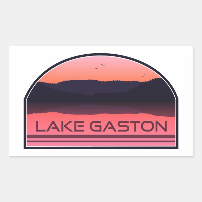 Adesivo Retangular Lake Gaston North Carolina Virginia Red Sunrise (Frente)