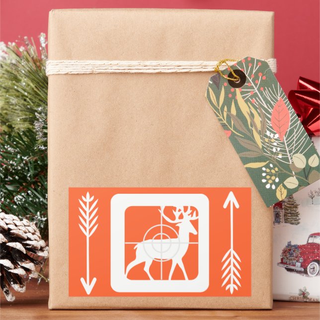 Adesivo Retangular Laranja do Caçador da Estação de Deer Archery (Feriado)