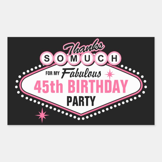 Adesivo Retangular Las Vegas Pink Obrigado (Frente)