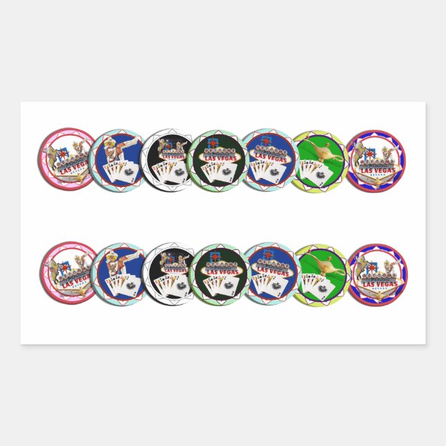 Adesivo Retangular Las Vegas Poker Chip Rows (Frente)
