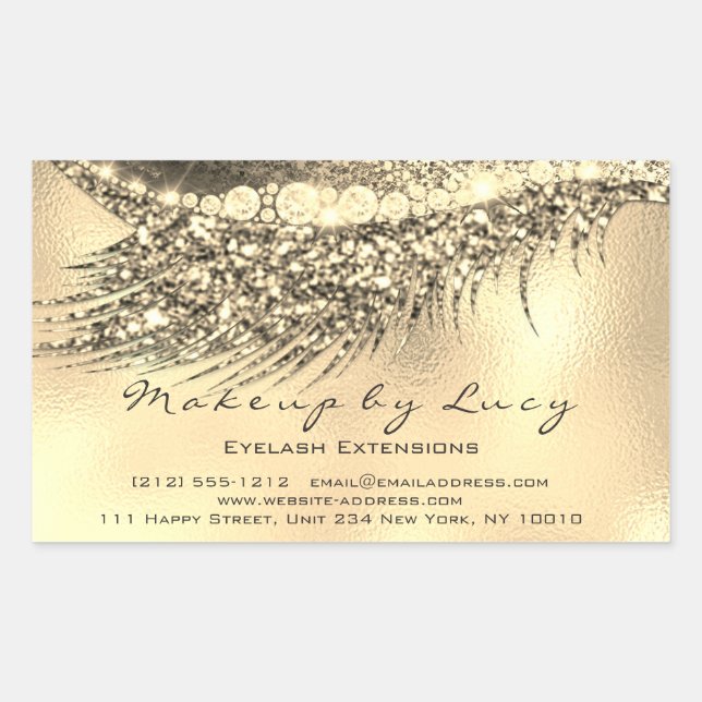 Adesivo Retangular Lash Extension Makeup Beauty Dourado Glam Glitter (Frente)