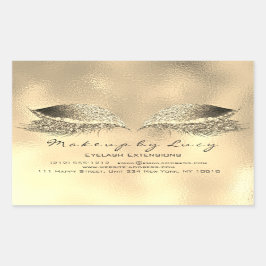 Adesivo Retangular Lash Extension Makeup Beauty Dourado Metal Glitter